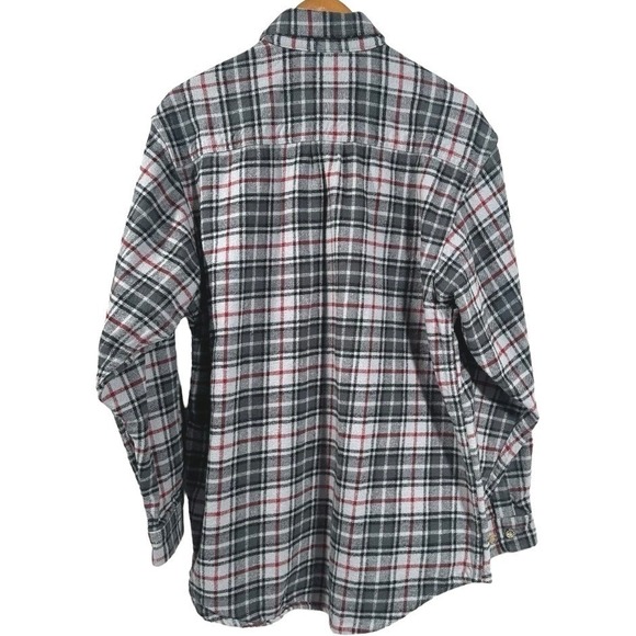 Moose Creek 100% Cotton Gray‎ Red Plaid Heavy Flannel Shirt Size Medium Men's - Picture 3 of 6